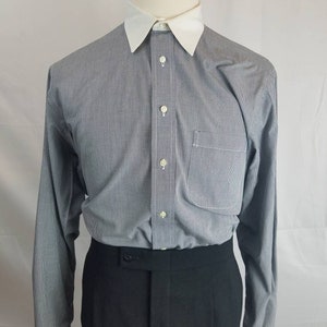 Camisa de cuadros micro vintage de los años 80 y 20, estilo oxford blanco y negro.