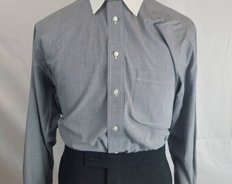 1980s shirt micro check vintage 80s does 20s black white oxford