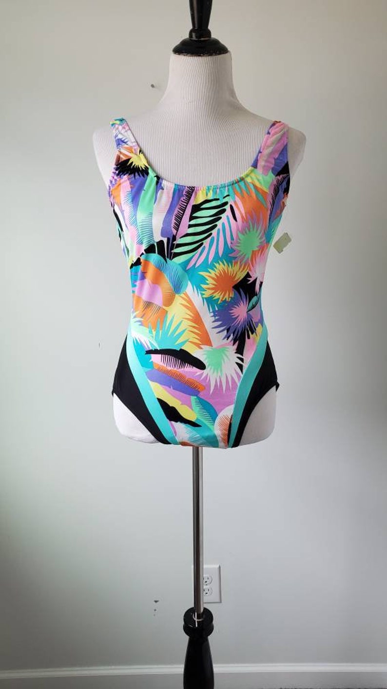 1980s Bathing Suit Vintage 80s Jcpenney Floral Swimsuit Etsy