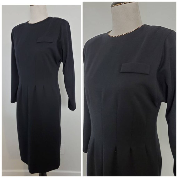 1980s Leslie Fay vintage 80s little black dress