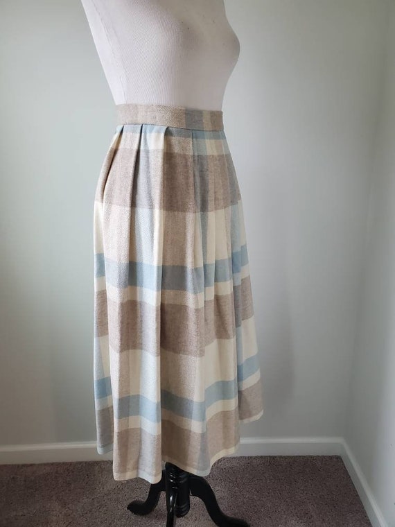 1980s skirt pastel plaid vintage 80s JbJ wool midi - image 7