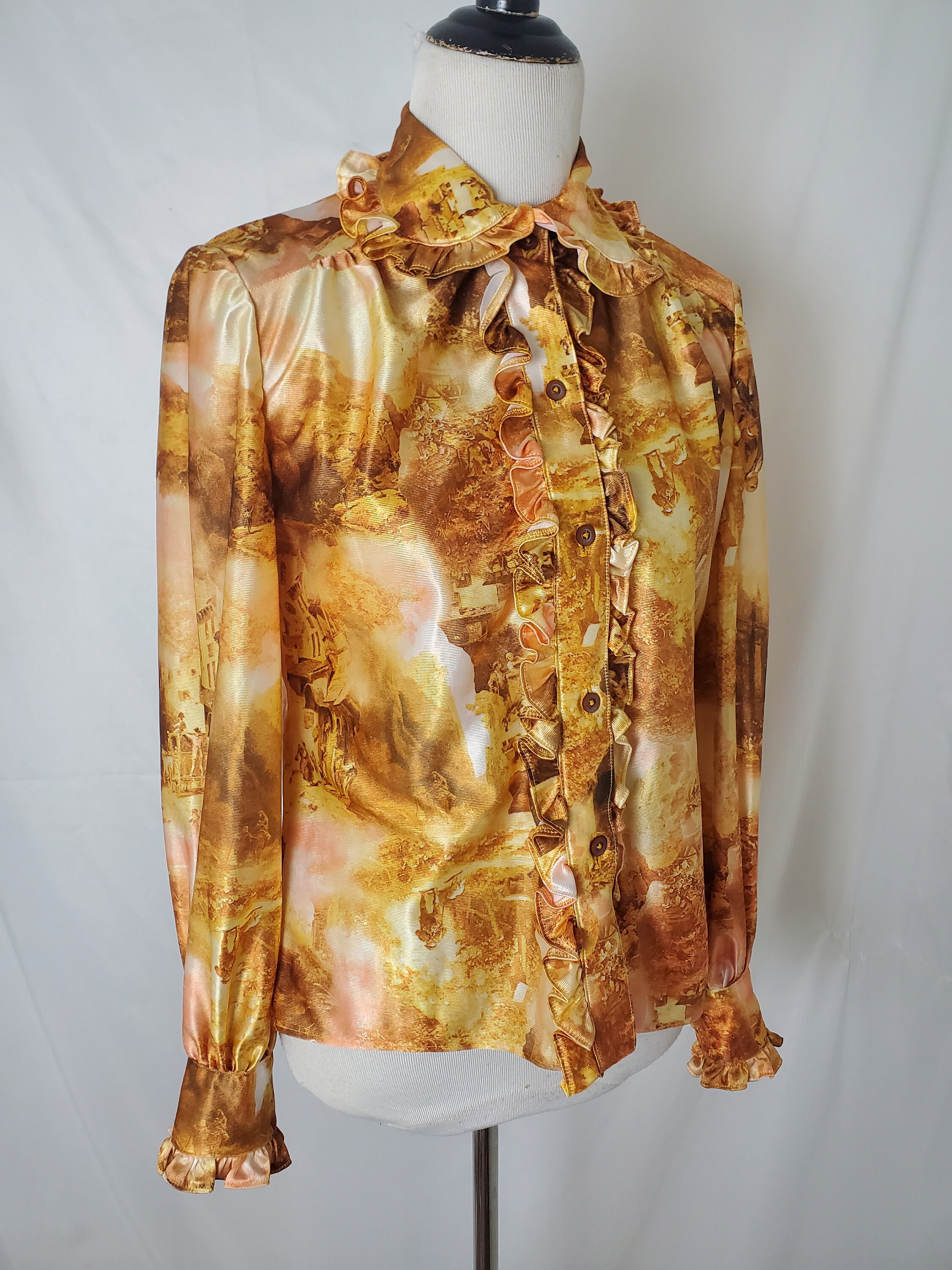 1970s Medieval Ruffled Blouse Vintage 70s Disco Top - Etsy