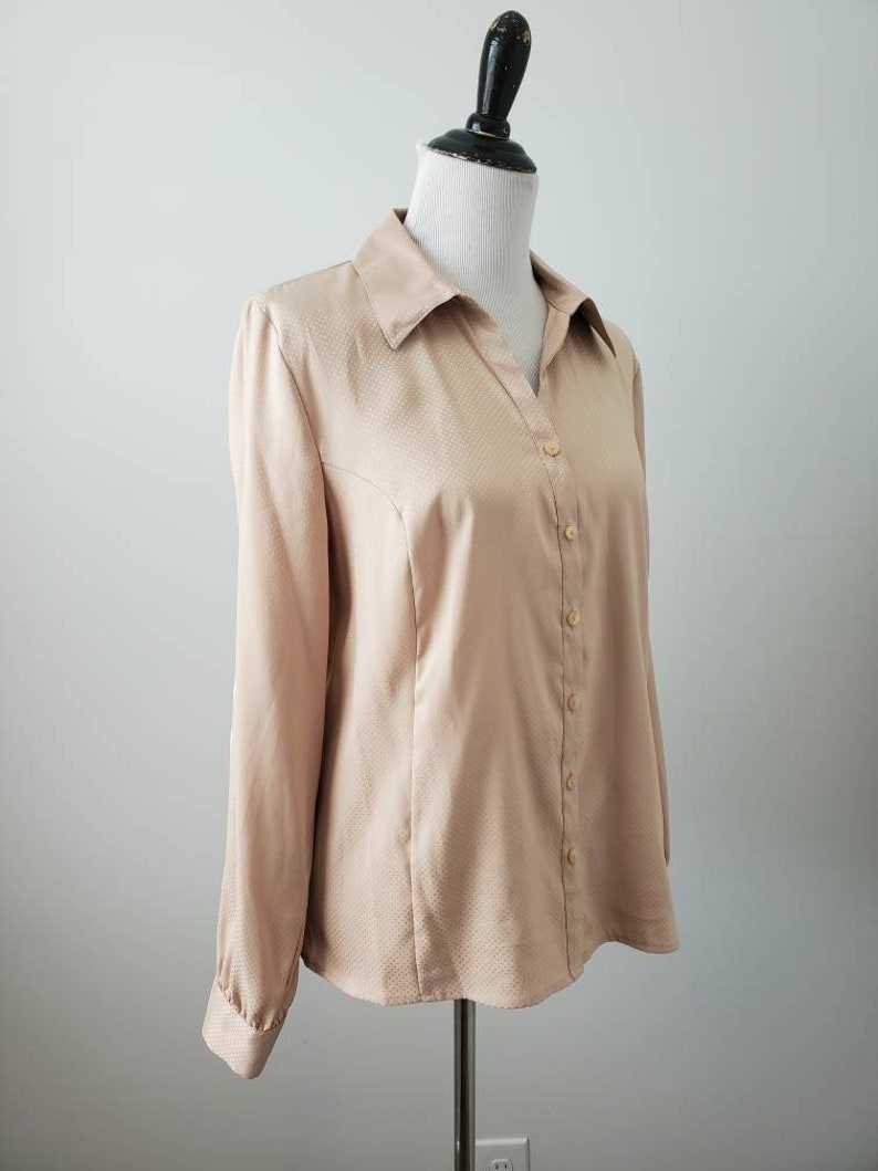 1980s blouse vintage 80s gold JM Collection beige top image 6