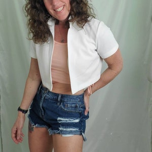 1980s blazer cropped white vintage 80s Dash-About bolero jacket