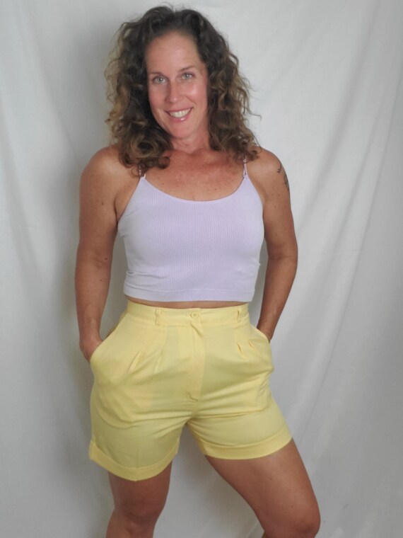 1980s shorts Oscar Dela Renta yellow bermudas - image 6