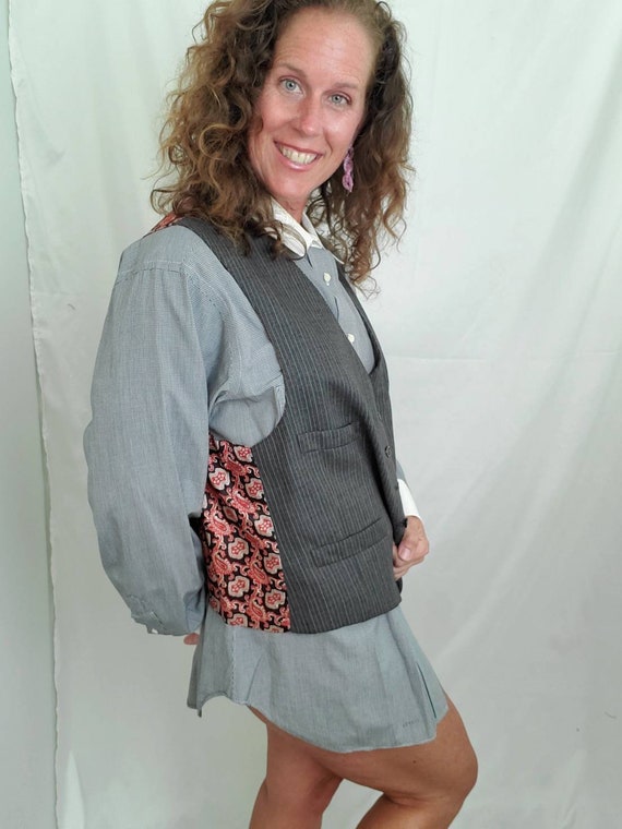 1970s vest vintage 70s steampunk striped waistcoat - image 3