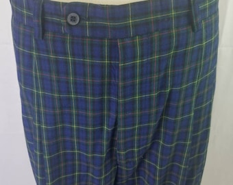 1970s pants Hiltl plaid vintage 70s pleated blue golf trousers