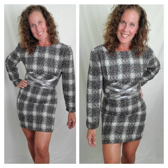 1990s dress plaid clueless vintage 90s mini - image 1