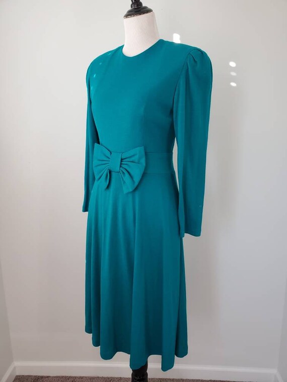 1980s dress vintage 80s S.G.Gilbert aqua green mi… - image 5