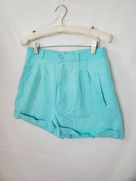 1980s aqua shorts pleated vintage 80s Nan Sport