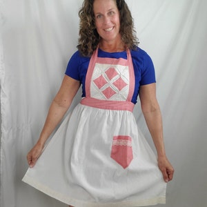 Vintage apron handmade retro linen