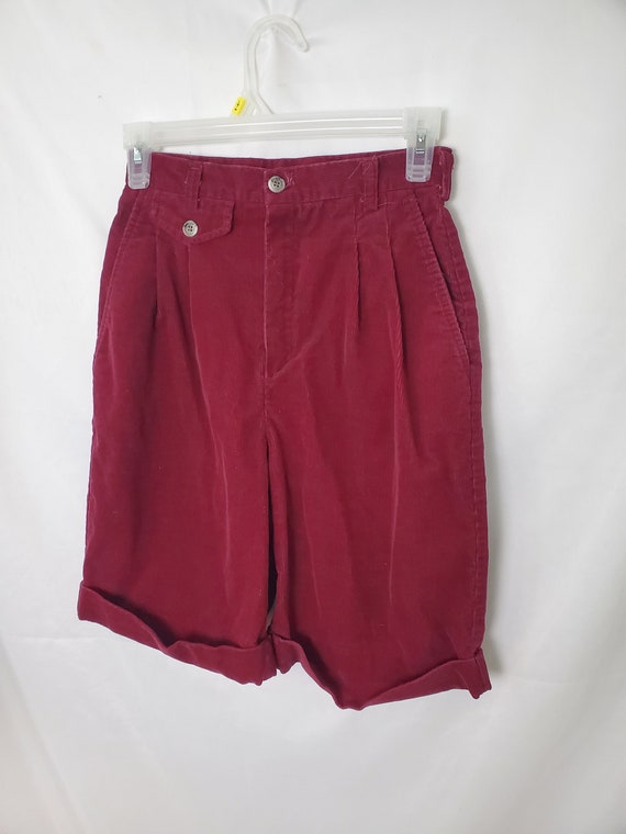 1990s shorts corduroy burgundy vintage 90s cuffed 