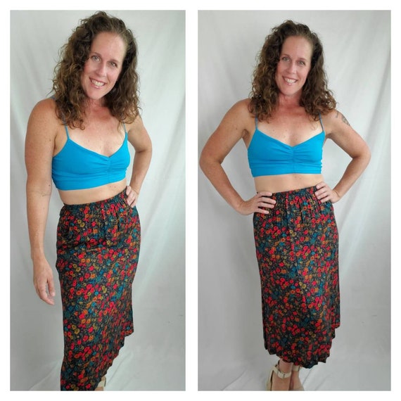 1980s skirt tropical floral vintage 80s Laurissa … - image 1