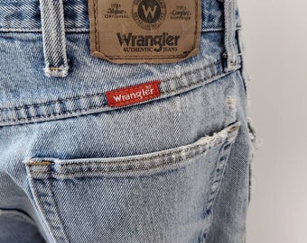 Vintage 80s Wrangler Jeans | Distressed High Waist Denim | Worn In Western Jeans | Grunge Americana Style | Size 35×30
