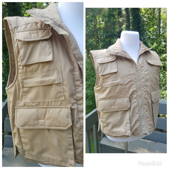 NWT vintage hiking vest 70s Repage tan fishing ves