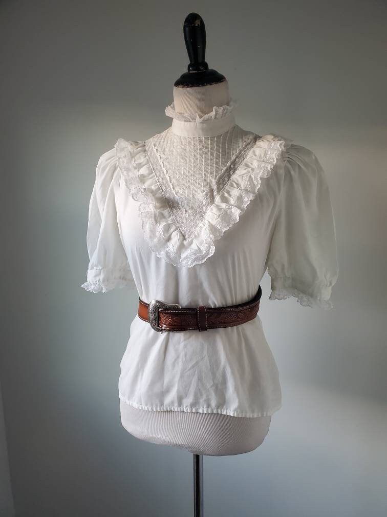 Vintage 80s Blouse 1980s Prairie White Ms. Paquette Top - Etsy