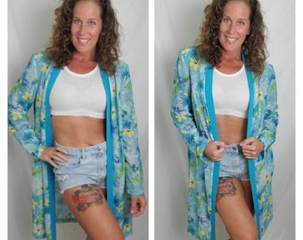 1980s jacket floral overlay vintage 80s BFA Classics robe