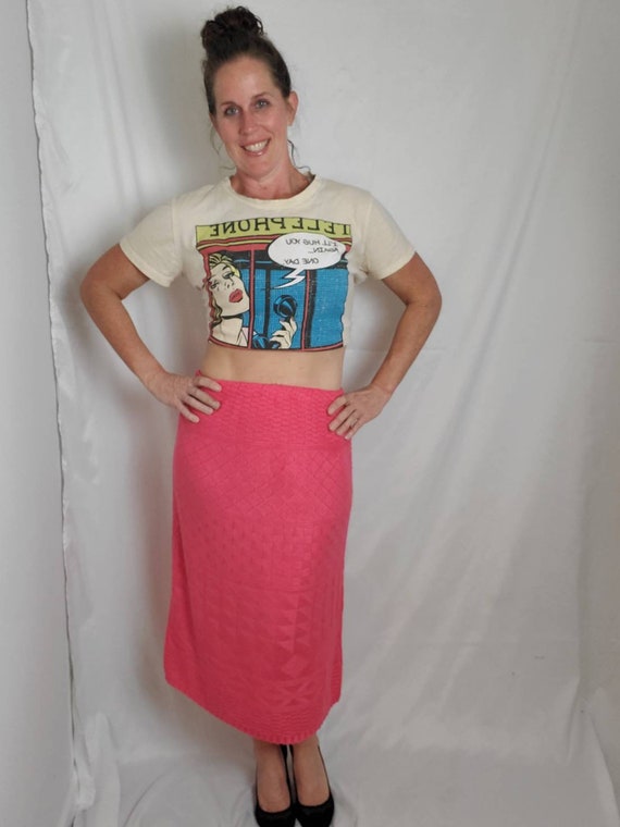 1990s skirt coral knit vintage 90s midi - image 7