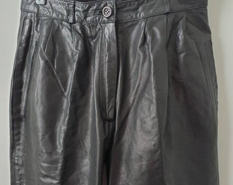 1980er Hose Leder Vintage 80er Jahre Pastiche schwarze Hose