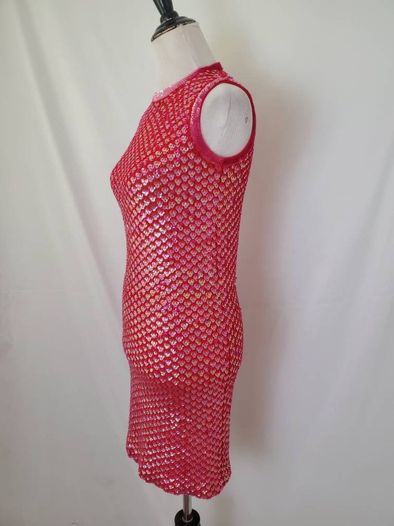 1960s dress sequin red vintage 60s knit bodycon - image 8