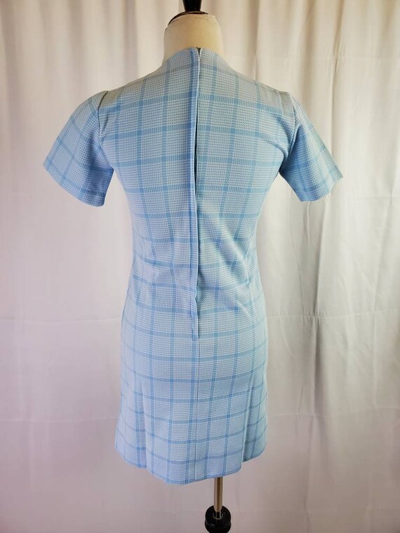 1960s dress mod baby blue vintage 60s plaid mini - Gem