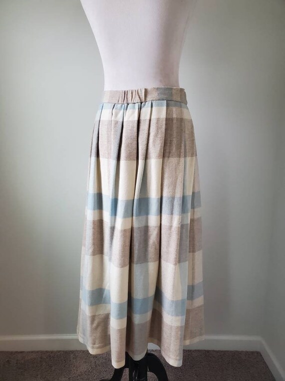 1980s skirt pastel plaid vintage 80s JbJ wool midi - image 5