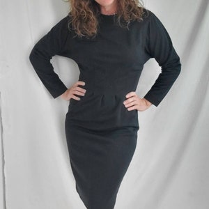 1980s dress Leslie Fay vintage 80s little black midi