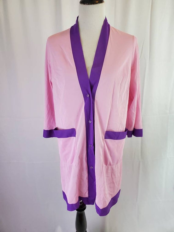 1970s robe vintage 70s pink retro house coat - image 8