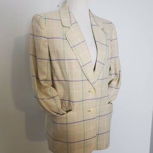 1990s blazer vintage 90s plaid Worthington pastel jacket