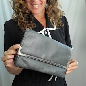 1980s gray clutch vintage 80s bag