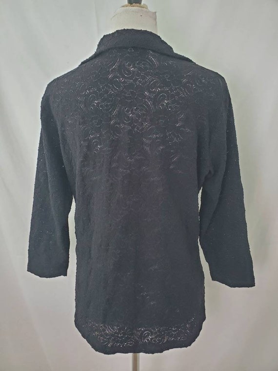 Vintage 90s blouse black lace 1990s Chico's Desig… - image 8