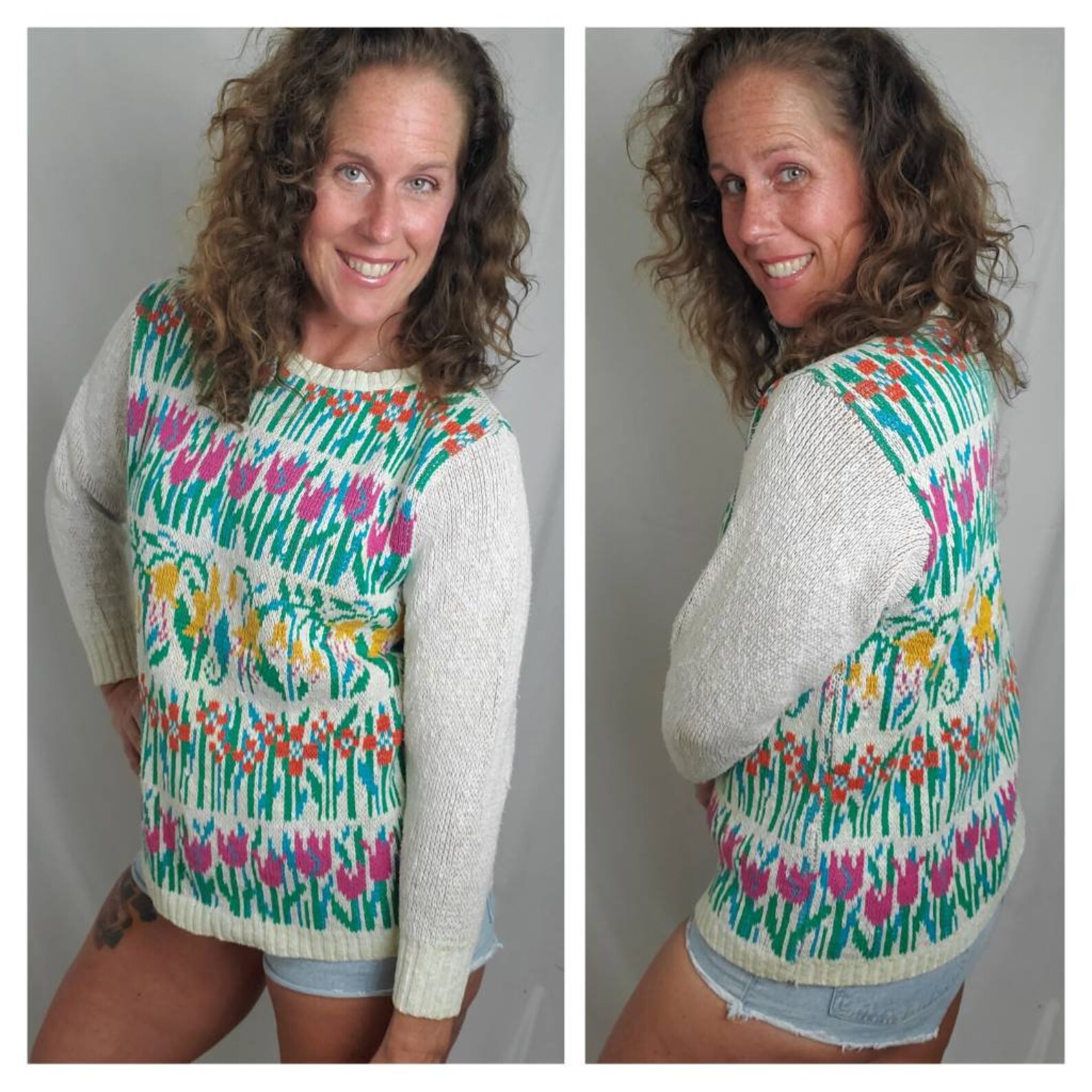 1980s Sweater Vintage 80s Crossings Floral Tulip Pullover - Etsy