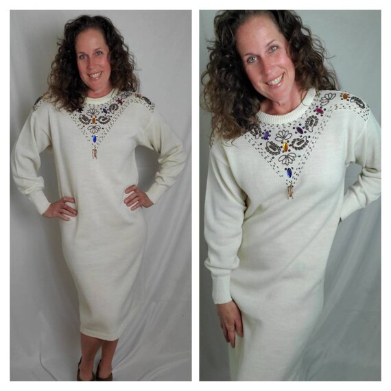 white and gold sweater dress Oceana Sweater Dress main image 0