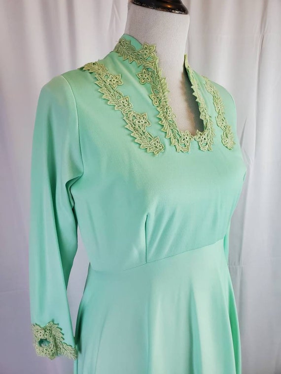 1970s dress vintage 70s sea foam green formal ret… - image 6