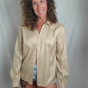 1980s blouse vintage 80s gold JM Collection beige top image 4