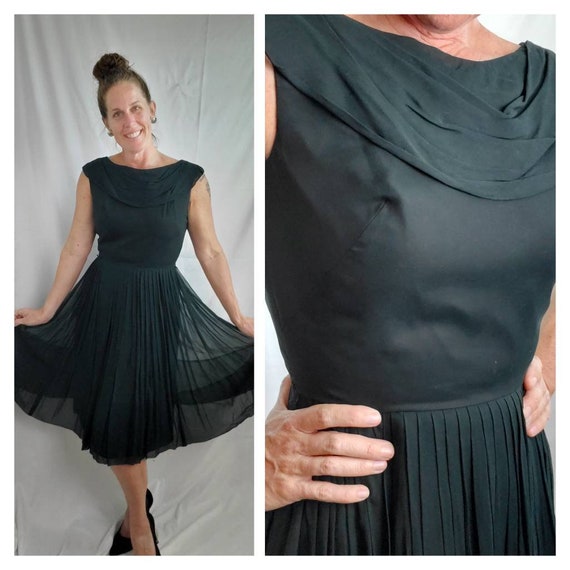 1960s dress vintage 60s little black Henry lee mi… - image 1