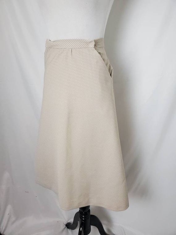 1970s skirt beige micro dot vintage 70s A line