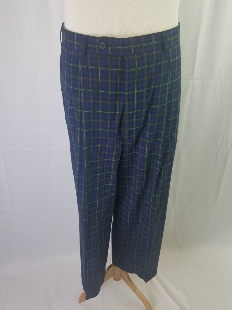 1970s Pants Hiltl Plaid Vintage 70s Pleated Blue Golf Trousers - Etsy