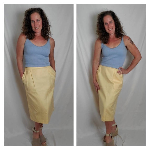 1990s skirt yellow vintage 90s Patchington midi NW