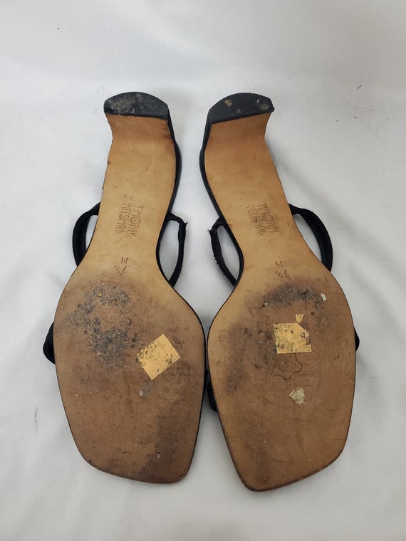 Y2K sandals vintage 2000 black rhinestone heels - image 7