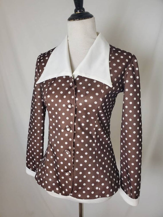 Vintage 70s blazer polka dot 1970s butterfly coll… - image 9