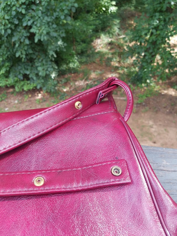 1990s handbag maroon vintage 90s shoulder bag pur… - image 9