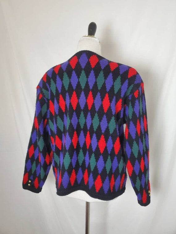 1980s sweater argyle vintage 80s Worthington card… - image 9
