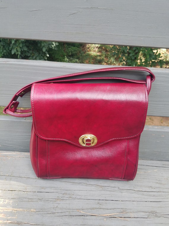 1990s handbag maroon vintage 90s shoulder bag pur… - image 3