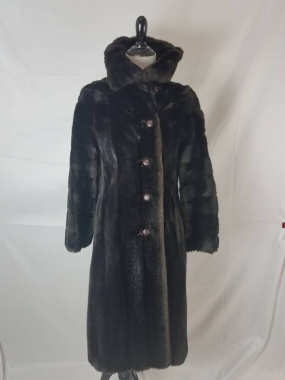 1960s coat Grandella vintage 60s brown faux fur j… - image 5