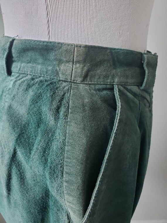 1980s shorts suede vintage 80s G-III green pleate… - image 9