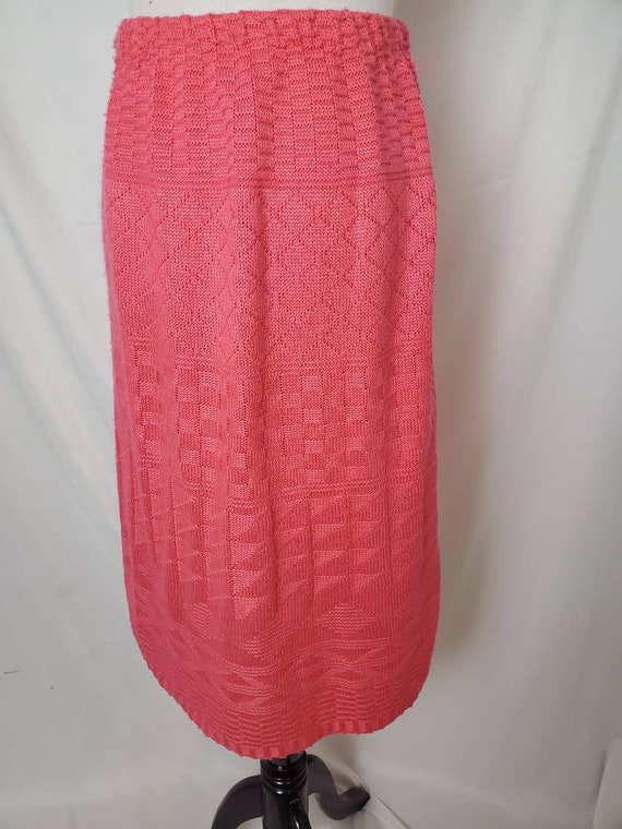 1990s skirt coral knit vintage 90s midi - image 9