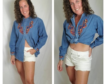 1990s blouse vintage 90s southwestern Sun Belt Denim button down