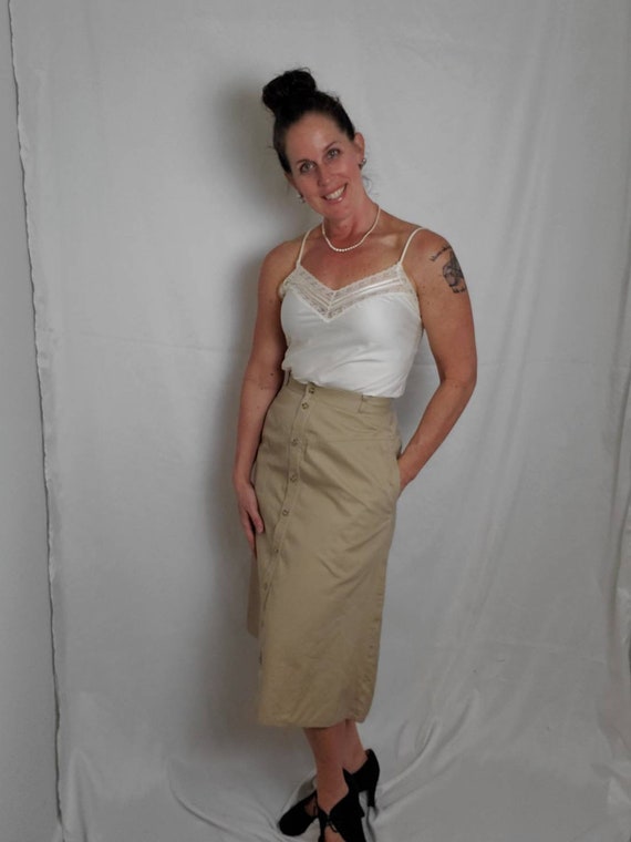 1980s skirt khaki vintage 80s Lord & Taylor midi - image 5