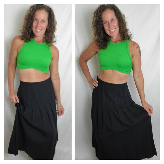 1980s skirt black pleated vintage 80s Meeting Str… - image 1